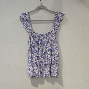 Old Navy Blue and White Floral Tank Top
